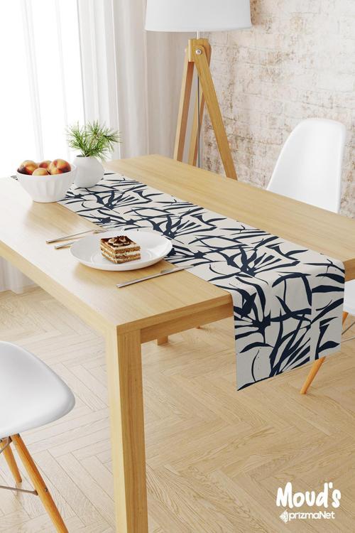 Omegu 1 Desenli Baskılı Süet Runner Masa Örtüsü