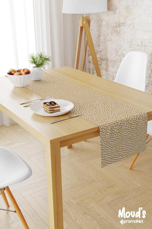 Sarı Alley Desenli Baskılı Süet Runner Masa Örtüsü