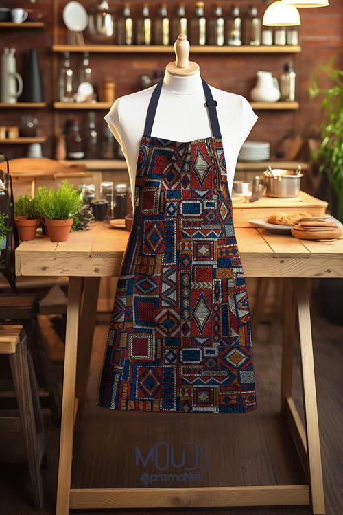 Süet Kumaş Anatolia 6 Desenli Mutfak Önlüğü, Aşçı Önlüğü, Garson Önlüğü, Restoran Önlük