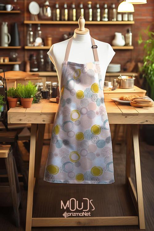 Süet Kumaş Xero Floral 1 Desenli Mutfak Önlüğü, Aşçı Önlüğü, Garson Önlüğü, Restoran Önlük