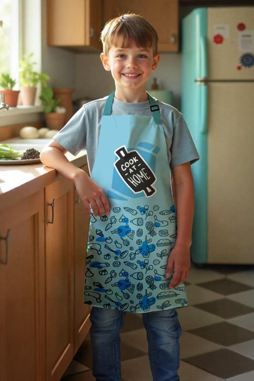 Çocuk Mutfak Önlüğü, Aktivite Önlüğü, Desenli Mutfak Önlüğü, 55 Cm Boy 40 Cm Genişlik Çocuk Önlüğü