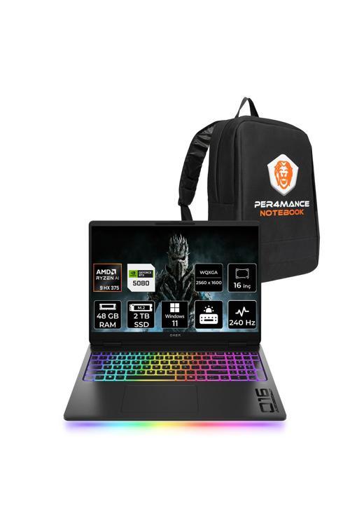 OMEN Max 16 Ryzen AI 9 HX 375 48GB 2TB SSD RTX5080/16GB 16'' WQXGA W11H Gaming Laptop & ÇANTA