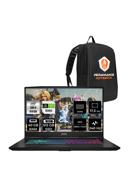 Katana 17 HX i9-14900HX 40GB 512GB SSD RTX5060/8GB 17.3'' 2K QHD 240Hz FDOS Gaming Laptop B14WFK