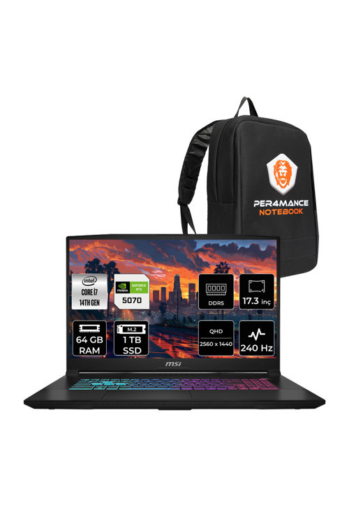 Katana 17 HX i7-14650HX 64GB 1TB SSD RTX5070/8GB 17.3'' 2K QHD 240Hz FDOS Gaming Laptop B14WGK