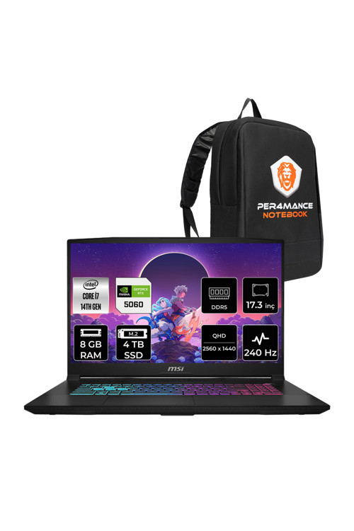 Katana 17 HX i7-14650HX 8GB 4TB SSD RTX5060/8GB 17.3'' 2K QHD 240Hz FDOS Gaming Laptop B14WFK
