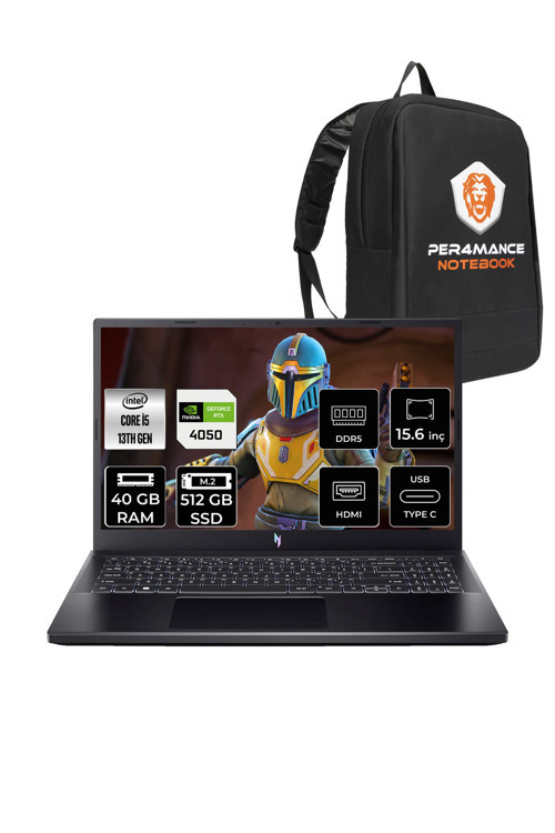 Nitro V15 i5-13420H 40GB 512GB SSD RTX4050/6GB 15.6'' FHD 144Hz FDOS & PER4 ÇANTA
