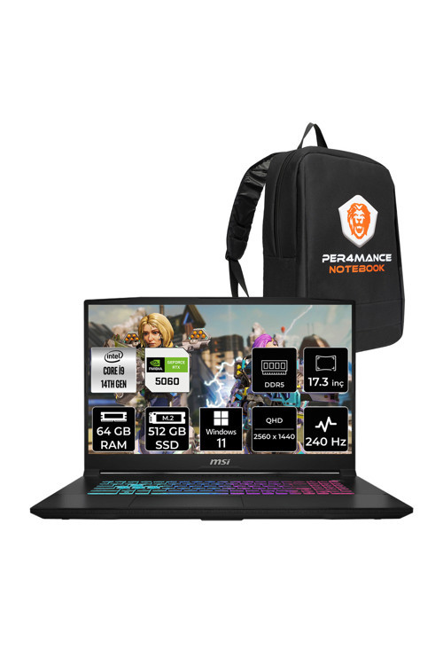 Katana 17 HX i9-14900HX 64GB 512GB SSD RTX5060/8GB 17.3'' 2K QHD 240Hz W11P Gaming Laptop B14WFK