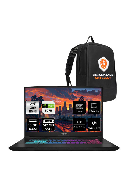 Katana 17 HX i7-14650HX 16GB 512GB SSD RTX5070/8GB 17.3'' 2K QHD 240Hz FDOS Gaming Laptop B14WGK