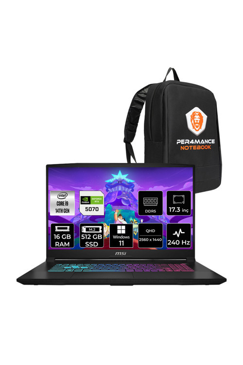 Katana 17 HX i9-14900HX 16GB 512GB SSD RTX5070/8GB 17.3'' 2K QHD 240Hz W11H Gaming Laptop B14WGK