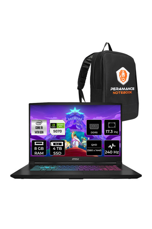 Katana 17 HX i9-14900HX 8GB 4TB SSD RTX5070/8GB 17.3'' 2K QHD 240Hz FDOS Gaming Laptop B14WGK