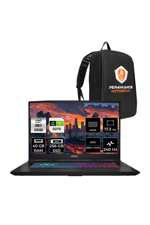 Katana 17 HX i7-14650HX 40GB 256GB SSD RTX5070/8GB 17.3'' 2K QHD 240Hz FDOS Gaming Laptop B14WGK