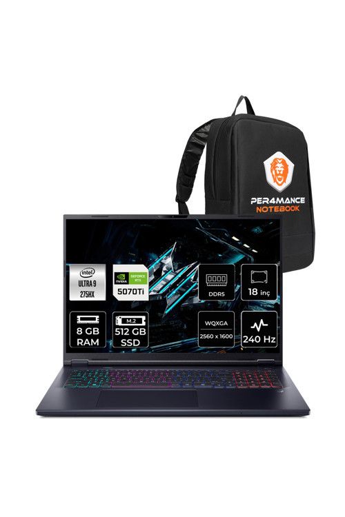 Predator Helios Neo18 Ultra9 275HX 8GB 512GB SSD RTX5070Ti/12GB 18" QHD+ FDOS Gaming Laptop