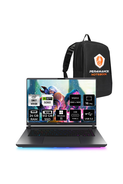 ROG Strix G16 i7 14650HX 24GB 512GB SSD RTX5060/8GB 240Hz WQXGA 16'' W11H G615JMR Gaming Laptop