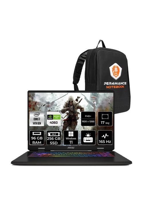 SWORD 17 HX i7-14700HX 96GB 256GB SSD RTX4060/8GB 105W 17" FHD+ 165HZ W11P B14VFKG & PER4 ÇANTA