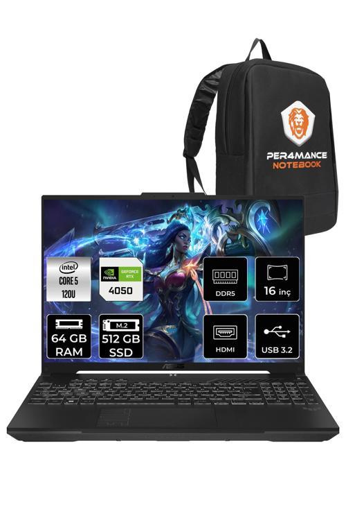 TUF Gaming F16 Core 5 210H 64GB 512GB SSD RTX4050/6GB 140W WUXGA 16" FDOS LP029 & PER4 ÇANTA
