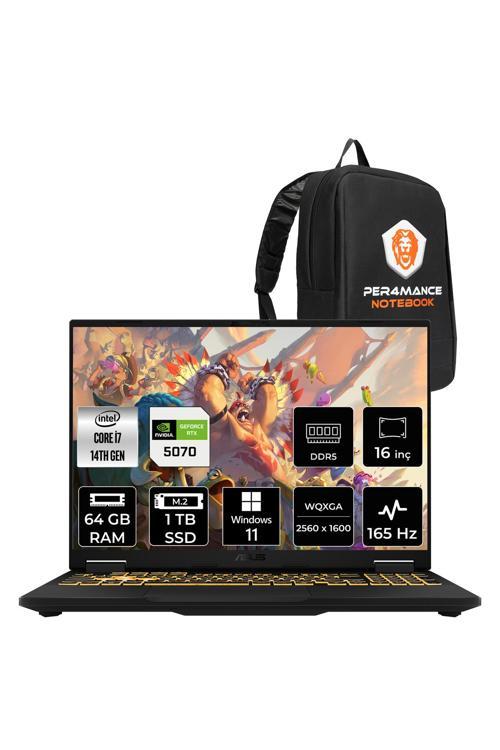 TUF F16 i7 14650HX 64GB 1TB SSD RTX5070/8GB 165Hz 16'' 2.5K WQXGA W11P Gaming Laptop FX608JPR
