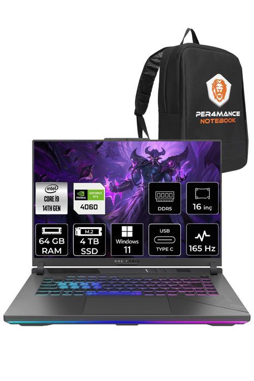 ROG Strix G16 i9-14900HX 64GB 4TB SSD RTX4060/8GB 165HZ 16" WUXGA W11P N3095 & PER4 ÇANTA