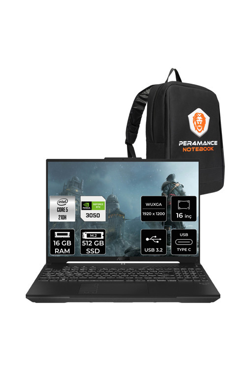 TUF Gaming F16 Core5 210H 16GB 512GB SSD RTX3050/6GB 16" WUXGA 144Hz FDOS Laptop FX607VJ