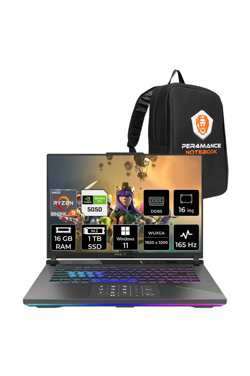 Rog Strix G16 R9 8940HX 16GB 1TB SSD RTX5050/8GB 165Hz 16" WUXGA W11H Gaming Laptop G614PH