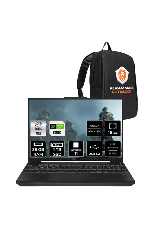 TUF Gaming F16 Core5 210H 36GB 1TB SSD RTX3050/6GB 16" WUXGA 144Hz W11P Laptop FX607VJ