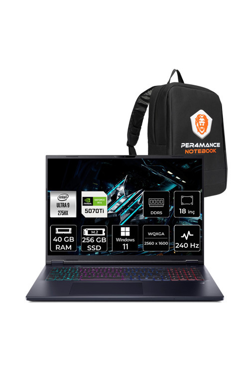 Predator Helios Neo18 Ultra9 275HX 40GB 256GB SSD RTX5070Ti/12GB 18" QHD+ W11P Gaming Laptop