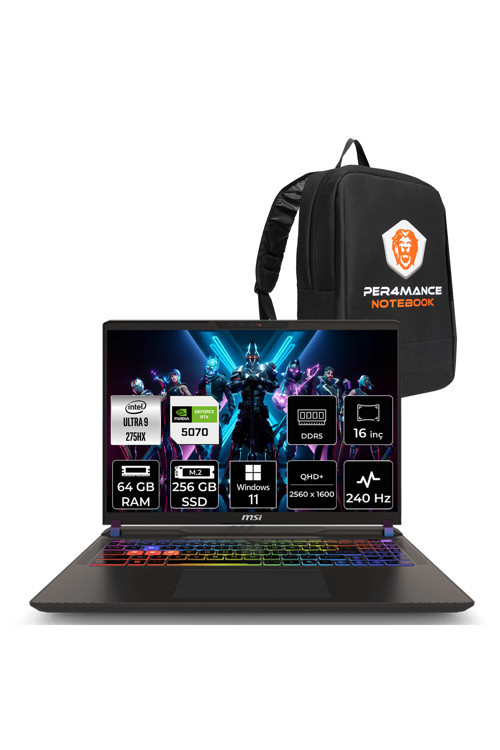Vector 16 HX AI Ultra 9 275HX 64GB 256GB SSD RTX5070/8GB 115W 16" QHD+ 240Hz W11H Gaming