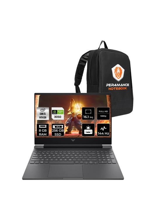 Victus 16 i5 14450HX 8GB 256GB SSD RTX4050/6GB 16.1" FHD 144Hz FDOS Gaming Laptop & PER4 Çanta