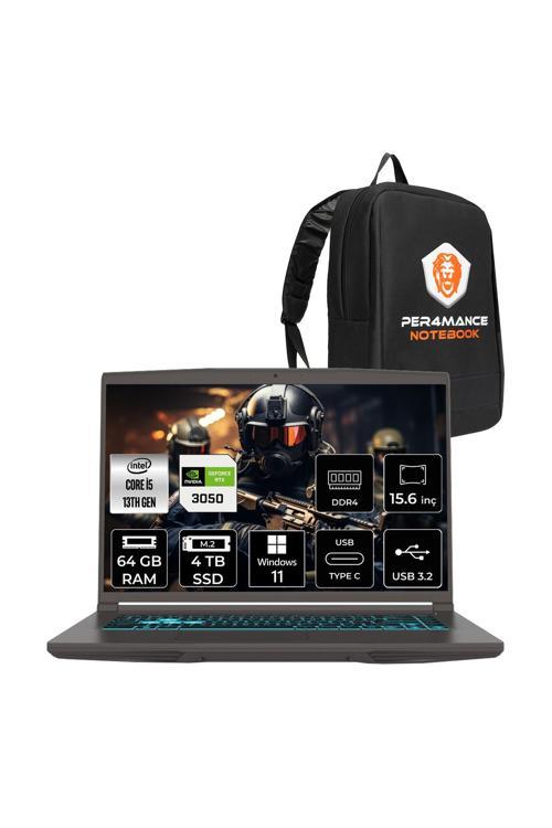 Thin 15 i5 13420H 64GB 4TB SSD RTX3050/4GB 15.6" FHD 144Hz W11P Gaming Laptop B13UC & ÇANTA
