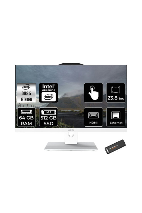 Modern AM242TP i5-1235U 64GB 512GB SSD 23.8" FHD FDOS Dokunmatik All In One Beyaz & PER4 BELLEK