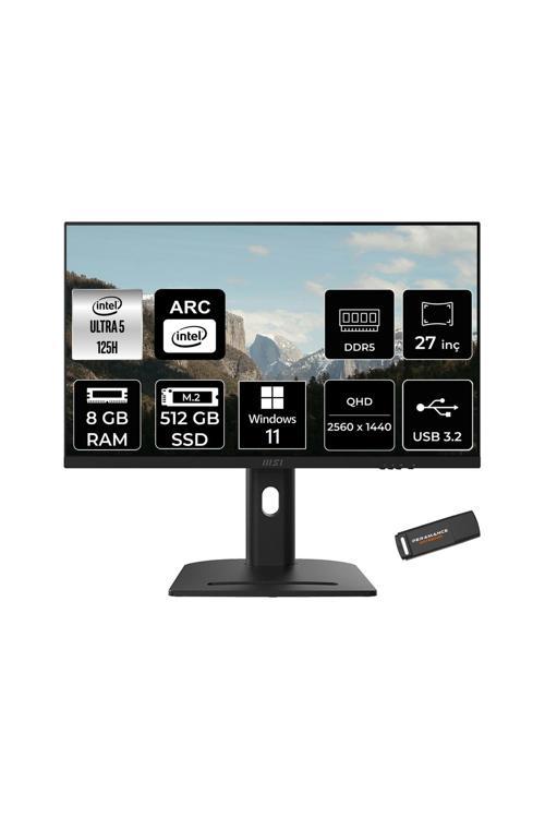 Modern AM273QP AI Ultra 5 125H 8GB 512GB SSD 27" WQHD 100Hz W11H All in One Bilgisayar & USB