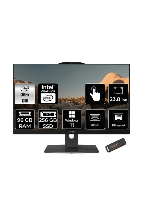Modern AM242TP Intel Core 5-120U 96GB DDR5 256GB SSD 23.8" FHD W11H Dokunmatik All in One Siyah