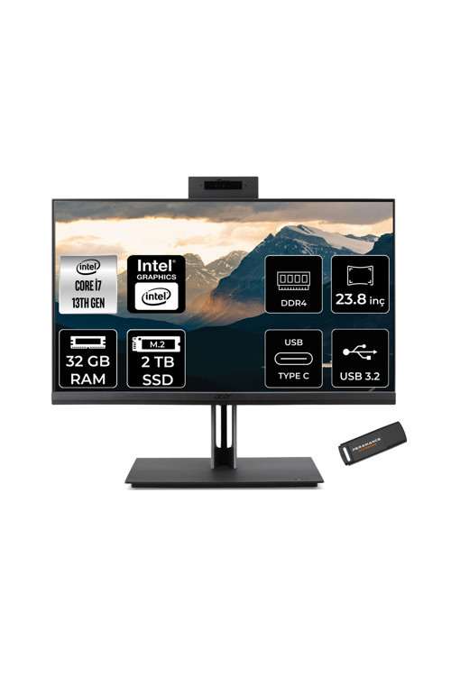 Veriton 4000 i7 13700 32GB 2TB SSD 23.8" FHD Pivot FDOS All In One Bilgisayar & PER4 BELLEK