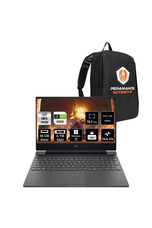 Victus 16 i5 14450HX 16GB 4TB SSD RTX4050/6GB 16.1" FHD 144Hz W11H Gaming Laptop & PER4 Çanta