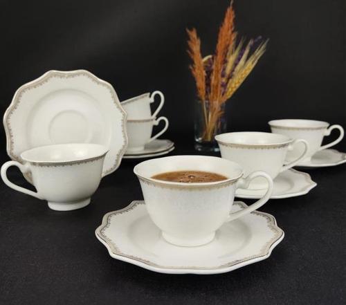 Porselen Desenli 6 Kişilik Gold Yaldızlı Kahve Fincan Takımı - RISE-100 62623 C320.045