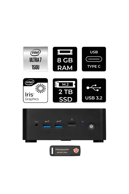 Cubi NUC 7 150U 8GB 2TB SSD FDOS Mini Masaüstü & PER4 USB Bellek