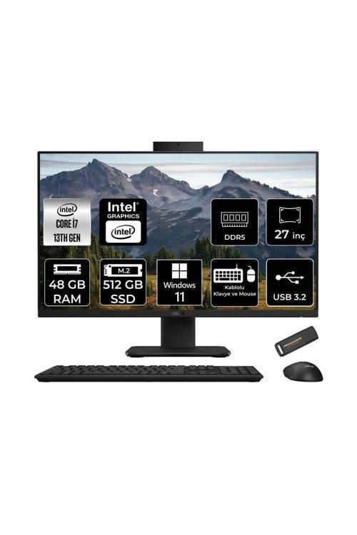V470 i7 13620H 48GB 512GB SSD 27" FHD 100Hz W11P All in One Bilgisayar Siyah & PER4 USB Bellek