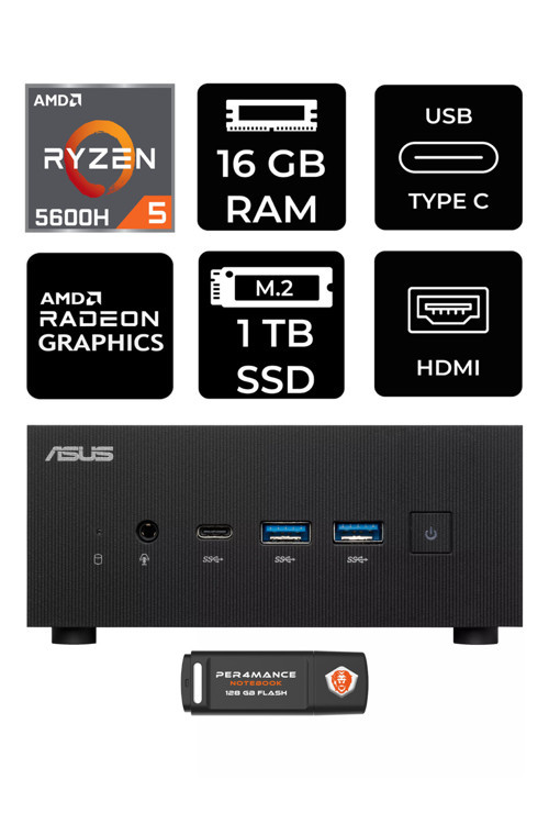 ExpertCenter PN52 R5-5600H 16GB RAM 1TB SSD FDOS MİNİ MASAÜSTÜ PC & PER4 BELLEK