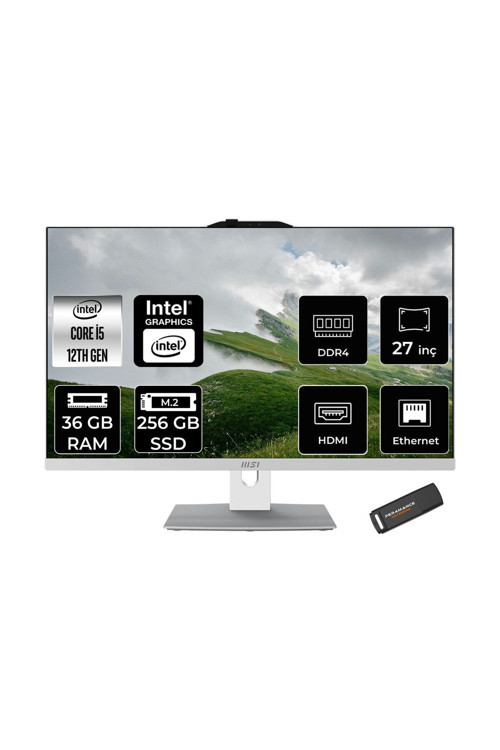 Modern AM272P i5-1235U 36GB 256GB SSD 27" FHD IPS FDOS All In One PC Beyaz & PER4 BELLEK