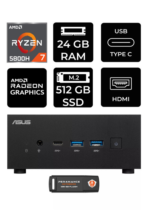 ExpertCenter PN52 R7-5800H 24GB RAM 512GB SSD FDOS MİNİ MASAÜSTÜ PC & PER4 BELLEK