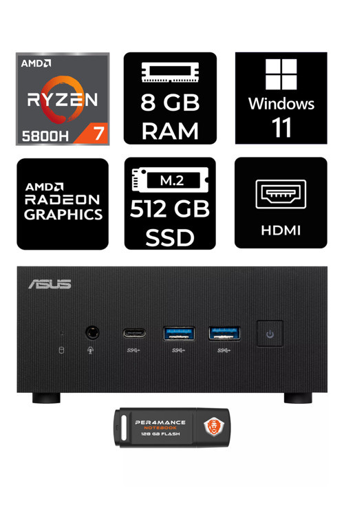 ExpertCenter PN52 R7-5800H 8GB RAM 512GB SSD W11HOME MİNİ MASAÜSTÜ PC & PER4 BELLEK