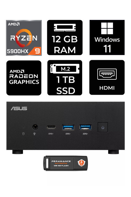 ExpertCenter PN52 R9-5900HX 12GB RAM 1TB SSD W11PRO MİNİ MASAÜSTÜ PC & PER4 BELLEK
