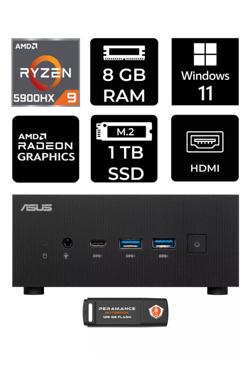 ExpertCenter PN52 R9-5900HX 8GB RAM 1TB SSD W11PRO MİNİ MASAÜSTÜ PC & PER4 BELLEK