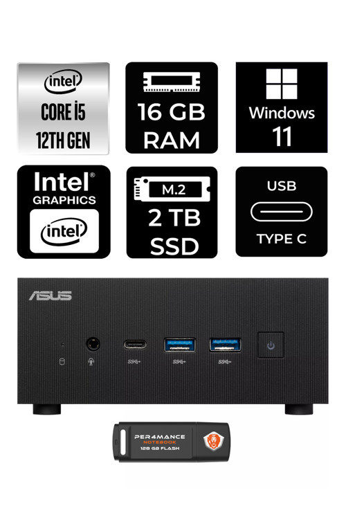 ExpertCenter PN64 i5-12500H 16GB RAM 2TB SSD W11HOME MİNİ MASAÜSTÜ PC & PER4 BELLEK