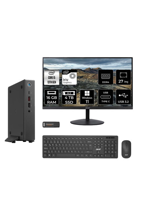 Veriton 2000 i5 1334U 16GB 4TB SSD 27" FHD W11H Mini Masaüstü & PER4 USB Bellek