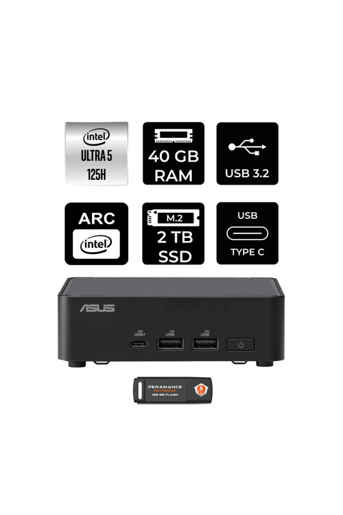 Nuc 14 Pro Slim Kit Ultra 5 125H 40GB 2TB SSD FDOS Mini Masaüstü & PER4 USB Bellek