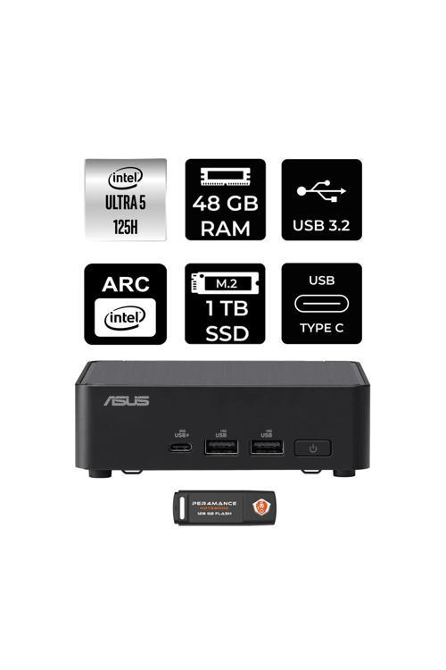 Nuc 14 Pro Slim Kit Ultra 5 125H 48GB 1TB SSD FDOS Mini Masaüstü & PER4 USB Bellek
