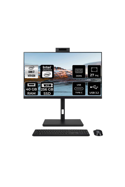 Veriton 4000 i7 14700 40GB 256GB SSD 27" FHD Pivot FDOS All in One Bilgisayar & PER4 USB Bellek