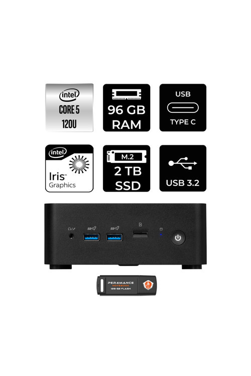 Cubi NUC 5 120U 96GB 2TB SSD W11H Mini Masaüstü & PER4 USB Bellek