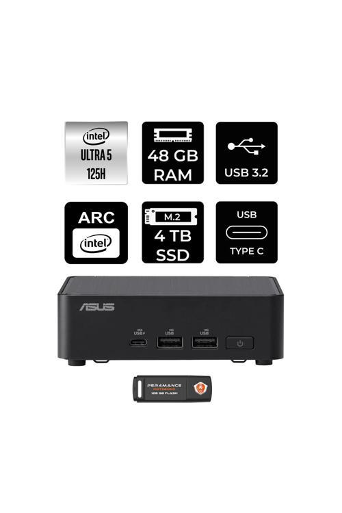 Nuc 14 Pro Slim Kit Ultra 5 125H 48GB 4TB SSD FDOS Mini Masaüstü & PER4 USB Bellek