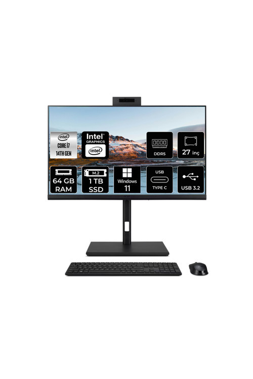 Veriton 4000 i7 14700 64GB 1TB SSD 27" FHD Pivot W11H All in One Bilgisayar & PER4 USB Bellek